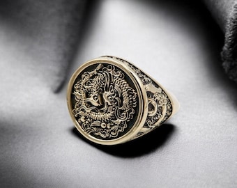 Brass Koi Fish Ring, Japanese Nature Inspired Jewelry
