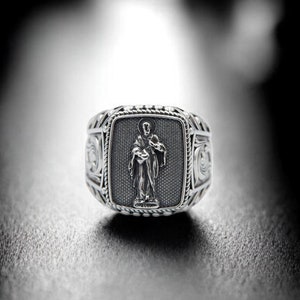 Saint Peter Men's Ring, St. Peter Ring, Catholic Ring, Christian Jewelry Wedding Gift  925 Sterling Silver