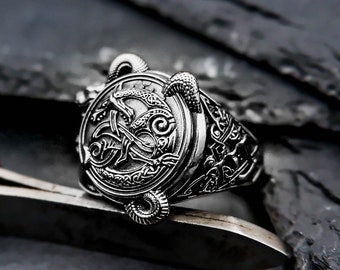 925 Sterling Silver Viking Wolf Ring: Norse Celtic Jewelry Gift