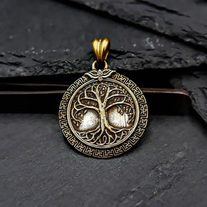 Tree of Life Pendant, Yggdrasil Pendant, Tree Pendant, Amulet Viking Pendant Scandinavian Mens Brass Jewelry Gift for him