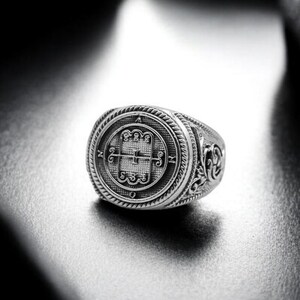 925 Sterling Silver Seal of Amon Ring, Sigil Of Amon Ring, Lesser Key of Solomon Seal Magic Ring, Gothic Jewelry Gift For Her, Him