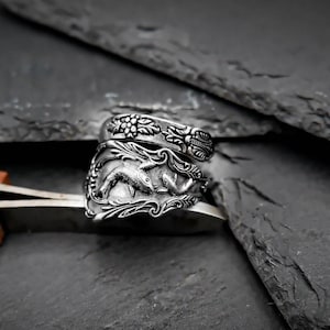 Adjustable Koi Fish Spoon Ring, Fish Ring, Dainty Ring, Adjustable Ring Animal Jewelry 925 Sterling Silver Gift For Men&#39;s Women