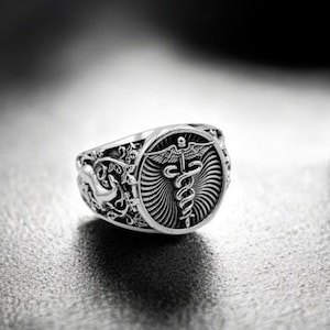 Caduceus Ring - Etsy Caduceus Ring - Etsy