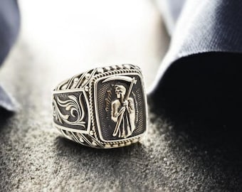 ガルシア  galcia / MEXICAN SANTAMUERTE RING 925 Sterling Silver Santa Muerte Ring for Men's Women