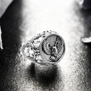 925 Sterling Silver Owl Men&#39;s Ring Animal Signet Men&#39;s and Women Accessory Jewelry Wedding Gift Ring For Mens