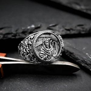925 Sterling Silver Jesus Head Men&#39;s Rings, Head of Jesus Ring, Jesus Signet Ring Christian Catholic Mens Jewelry Gift For Men&#39;s