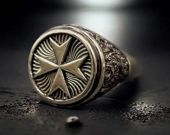 Maltese Cross Ring, Knights Hospitaller Rings Christian Catholic