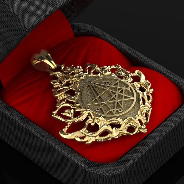 Seal Sigil of the Necronomicon Pendant, Sigil of Gateaway Pendant, Amulet Talisman Satanic Protective Gift Brass Jewelry