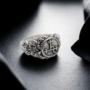 925 Sterling Silver Sigil of Lilith Ring, Lesser Key of Solomon Seal kabbalah magic Ring, Gothic Jewelry Gift For Her, Him
