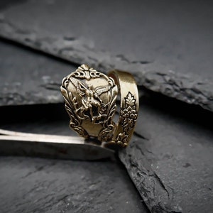 Saint Michael signet Ring, St Michael The Archangel Ring, Catholic Archangel Saint Michael Ring Christian Brass Jewelry Gift for him