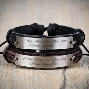 Men's Leather Bracelet, Men's Custom Leather Bracelet, Gift for Husband, Personalized gift bracelet for him, Mens engraved bracelet