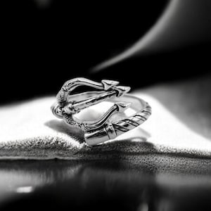 925 Sterling Silver Poseidon Trident Ring, Poseidon Ring, Ancient Greek God Jewelry Gift For Men&#39;s Women