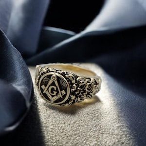 Master Mason Ring, Masonic Ring, Freemason Ring, Gift For Men&#39;s, Mens Masonic Ring, Free Mason Ring Masonic Brass Jewelry