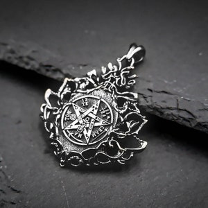 925 Sterling Silver Tetragrammaton Pendant, Pentagram of Solomon Pendant, Seal Sacred Symbols Talisman Protective Amulet Exclusive Gift