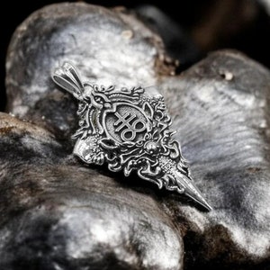 925 Sterling Silver Satanic Cross Pendant, Leviathan Cross of Satan Pendant, Leviathan Symbol Talisman Protective Amulet Exclusive Gift