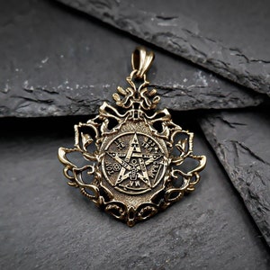 Tetragrammaton Pendant, Pentagram of Solomon Pendant, Seal Sacred Symbols Talisman Protective Amulet Exclusive Gift Brass Jewelry