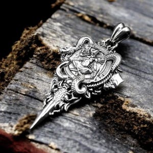 925 Sterling Silver Satanic Ram Skull Pendant, Pentacle Baphomet Satanic Satan Pendant, Gothic Goat Baphomet Pendant, Devil Pendant Jewelry