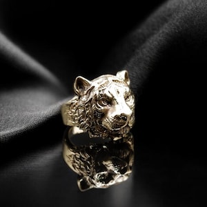 Asian Tiger Ring, Wild Cat Animal Ring, Tigers Head Ring, Animal Brass Jewelry Birthday Gift Ideas for him, her Father&#39;s Day