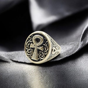 Egyptian Cross Ankh Ring, Key of Life Ring, Ankh Jewelry , Egyptian Brass Jewelry Gift For Men&#39;s