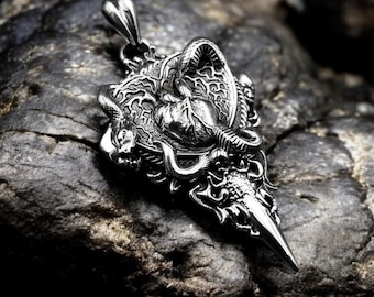 925 Sterling Silver Anatomical Heart Pendant with Snake: Gothic Romantic Jewelry