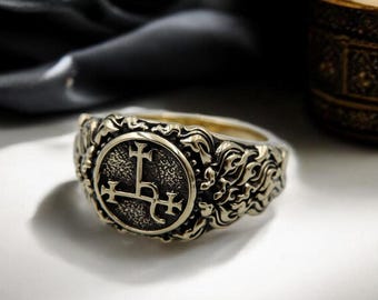 Sigil of Lilith Ring: Gothic Brass Kabbalah Magic Seal