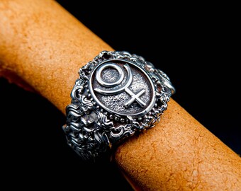 Pluto Ring God of the Underworld Zodiac Symbol of Planet Jewelry Wedding Gift  925 Sterling Silver