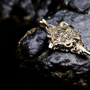Sacred Symbols Pendant, Hexagram Talisman Solomon Yin Yang Crescent Moon Buddha Om Ohm Aum Christian Cross Brass Jewelry