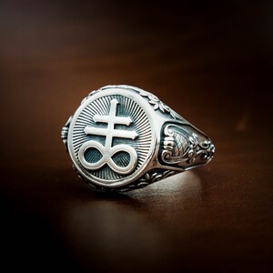 Gothic Leviathan Satanic Cross Ring - Stainless Steel Occult Jewelry For Men & Women
