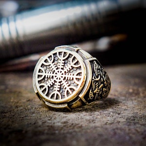 The Helm of Awe Ring, Aegishjalmur Viking Ring, Scandinavian Norse Viking Protection Jewelry Gift for him