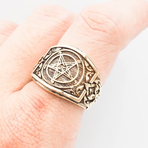 Sigil of Baphomet Inverted Pentagram Satanic Satan Ring, Baphomet Eye ...