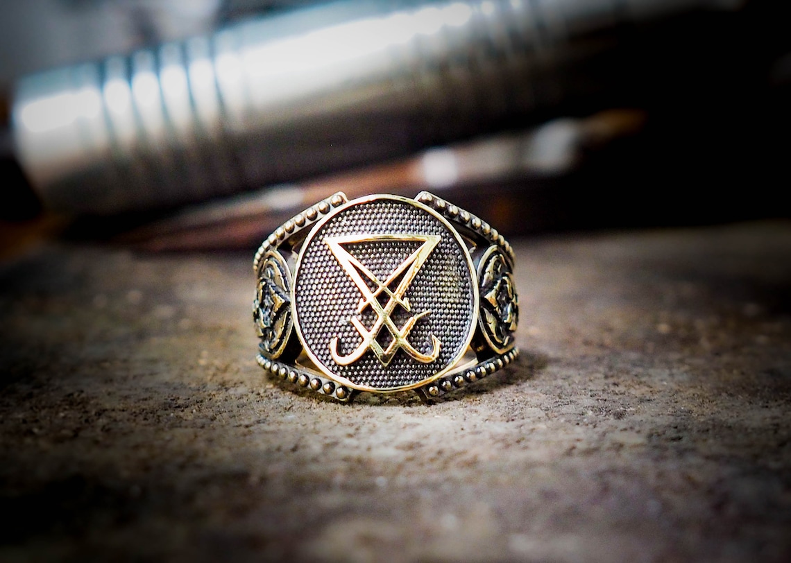 Mens Sigil Lucifer Ring Lucifer Rings Devil Seal of Satan | Etsy