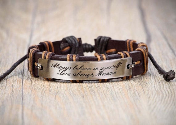 Love You Forever Personalized Leather Bracelet Customized | Etsy
