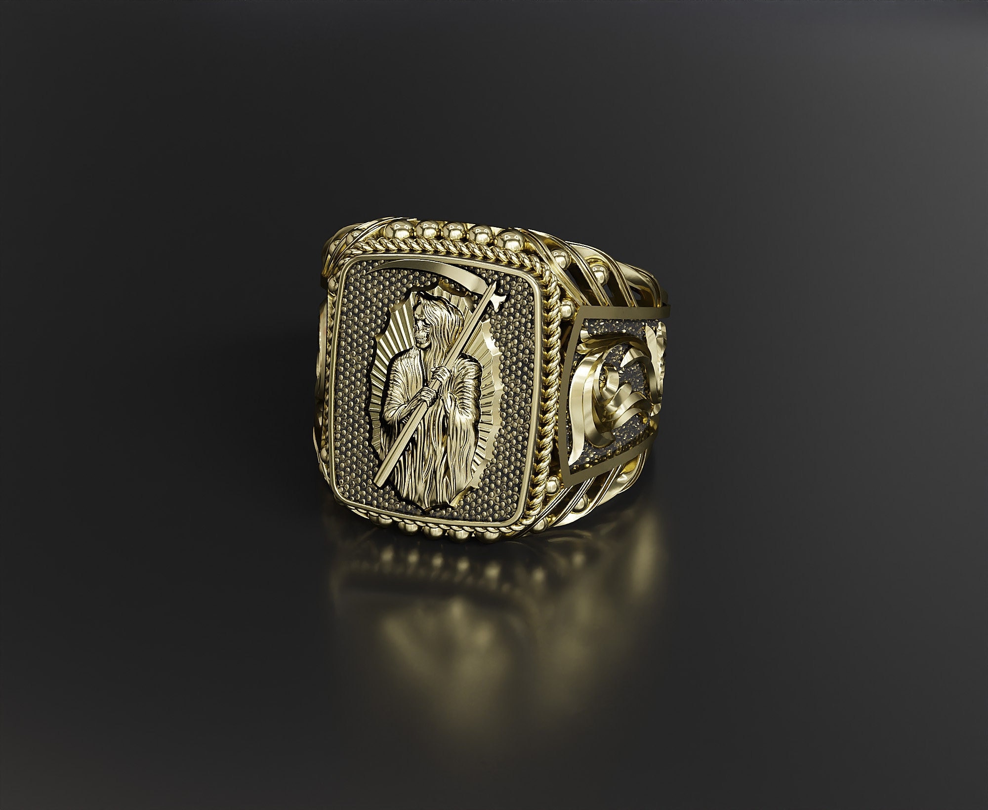 Santa Muerte Ring for Men's Women Mexican Day of the Dead