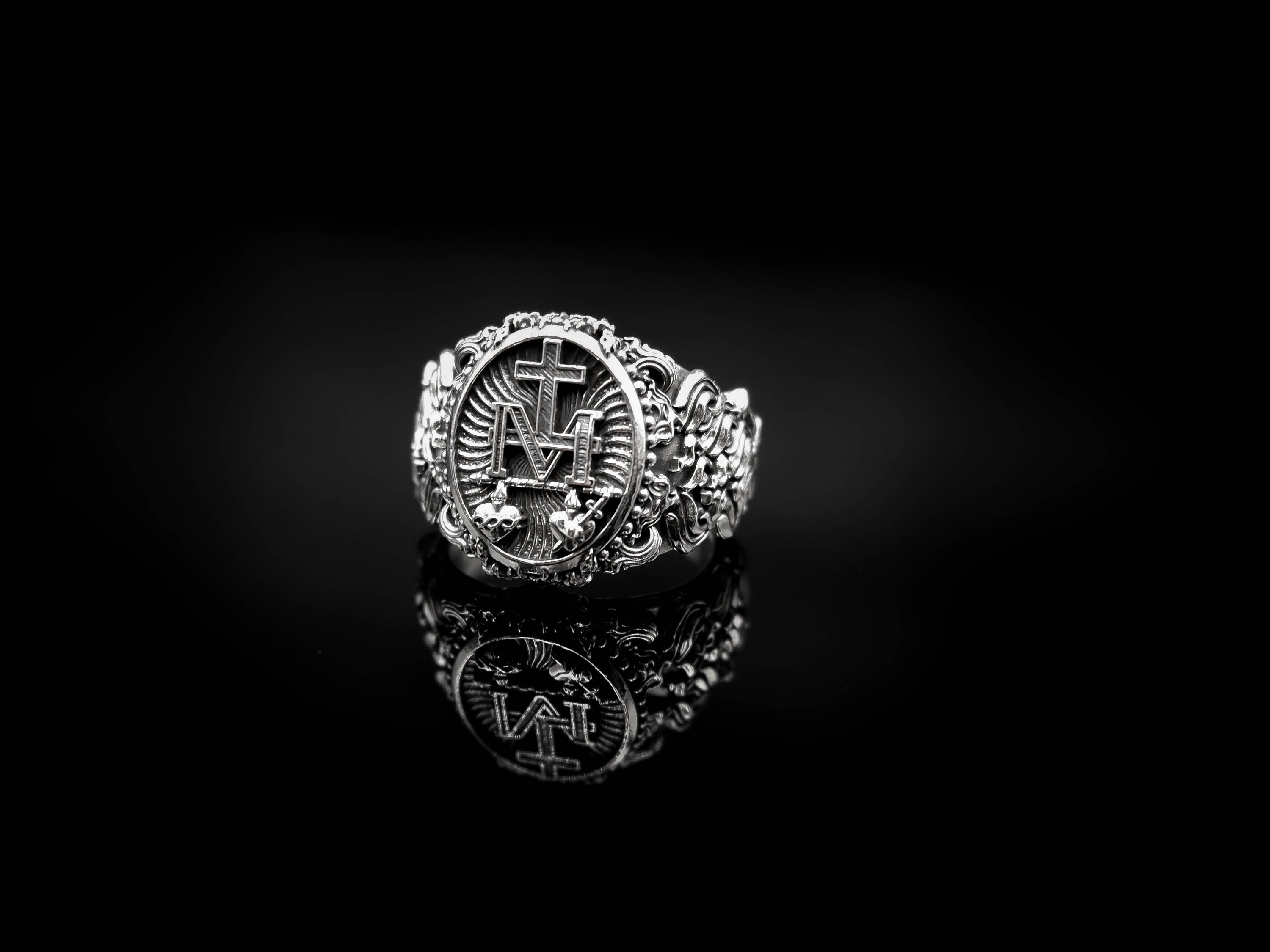 925 Sterling Silver Miraculous Virgin Mary Ring, Christian