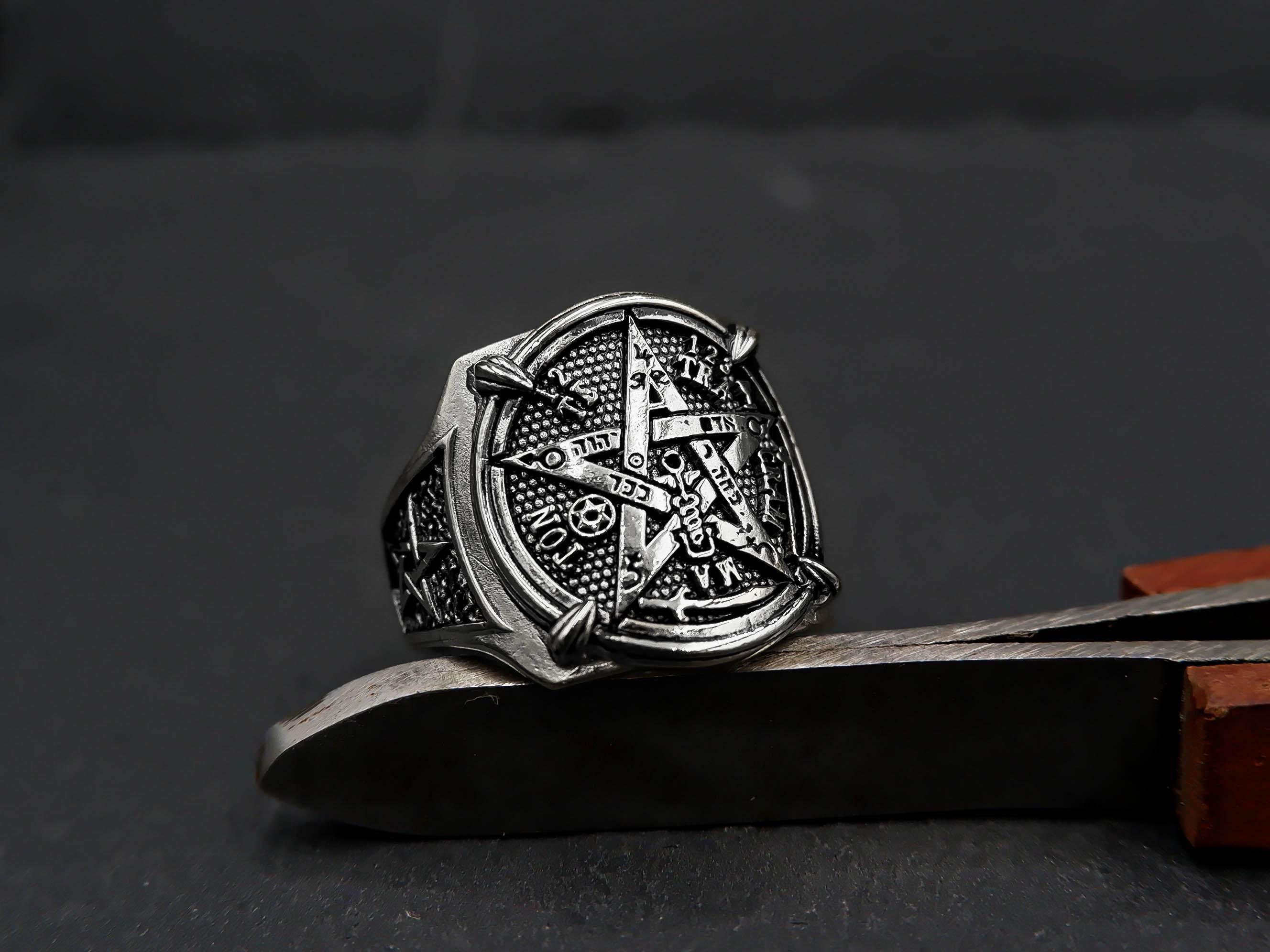 Tetragrammaton Hexagram Ring, Sigil of Protection, 925 Sterling 