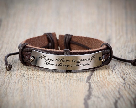 Personalized Mens Leather Bracelet Personalized Name | Etsy