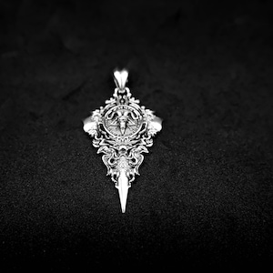 Colgante satánico de Baphomet en plata de ley 925, sello gótico de cabra de Satanás imagen 4