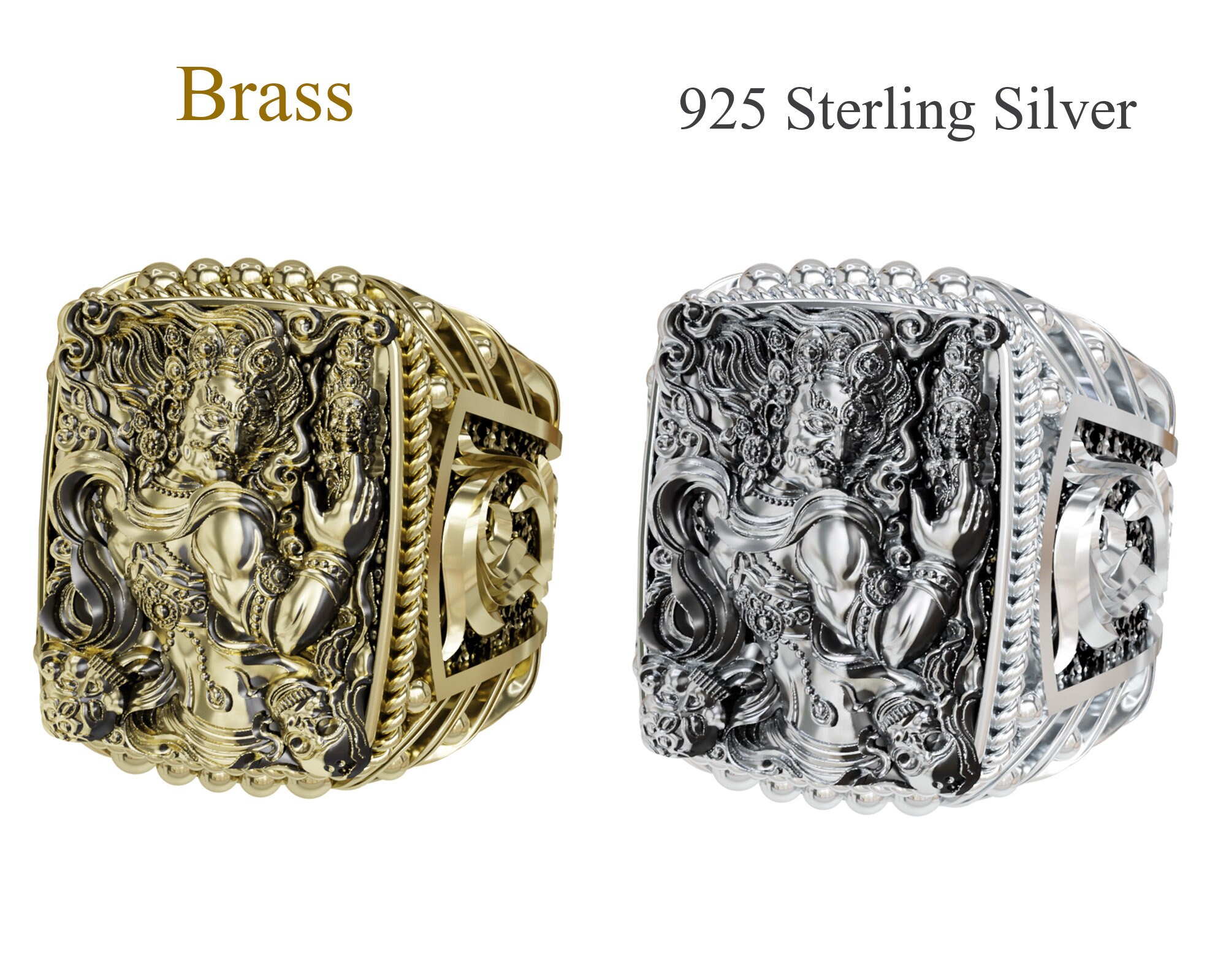 925 Sterling Silver Buddha Devil Ring, God and Devil Jewelry - Etsy