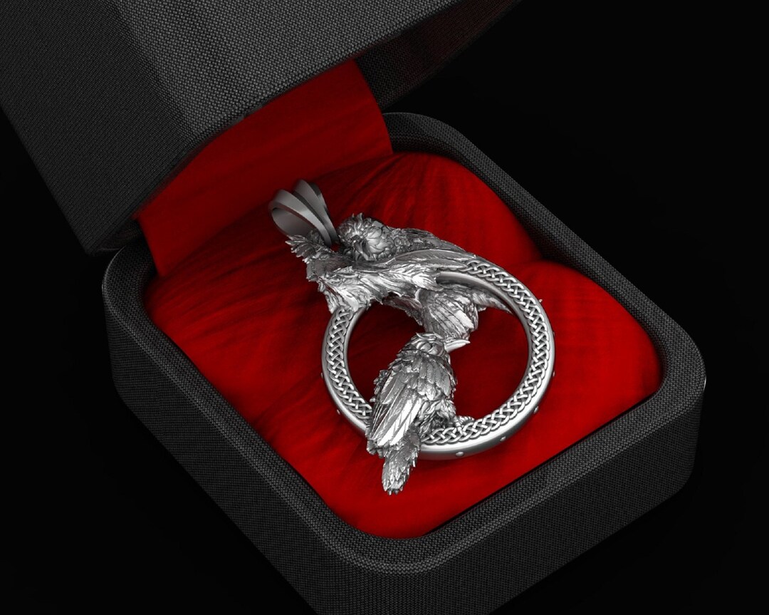 Men's Gothic Slavic Raven Rune Pendant Necklace - Silver Norse Viking Amulet | Alloy Chain, Unbranded
