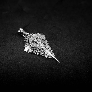 Colgante satánico de Baphomet en plata de ley 925, sello gótico de cabra de Satanás imagen 3