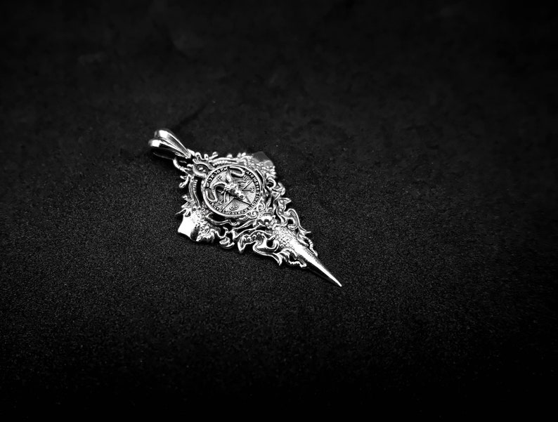 Colgante satánico de Baphomet en plata de ley 925, sello gótico de cabra de Satanás imagen 3