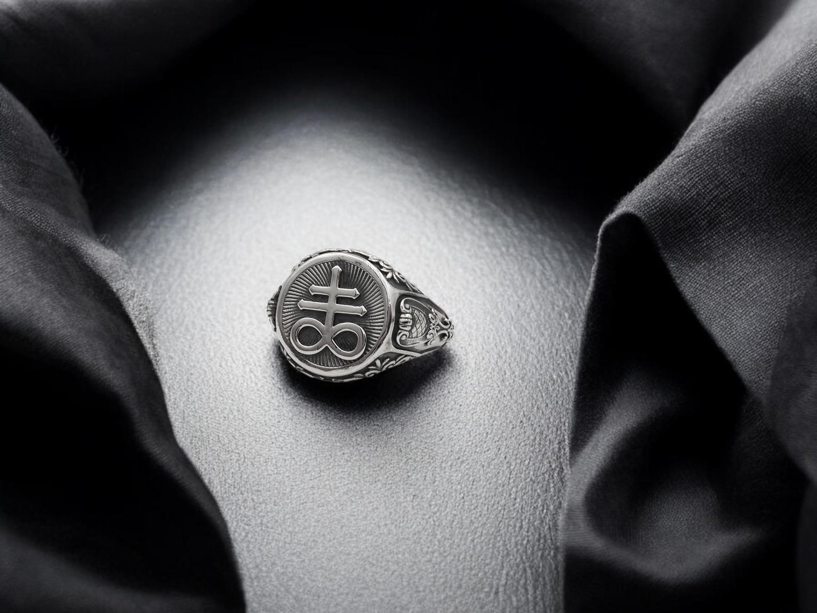 Sterling Silver Leviathan Cross Ring, Satanic Brimstone Ring - Etsy