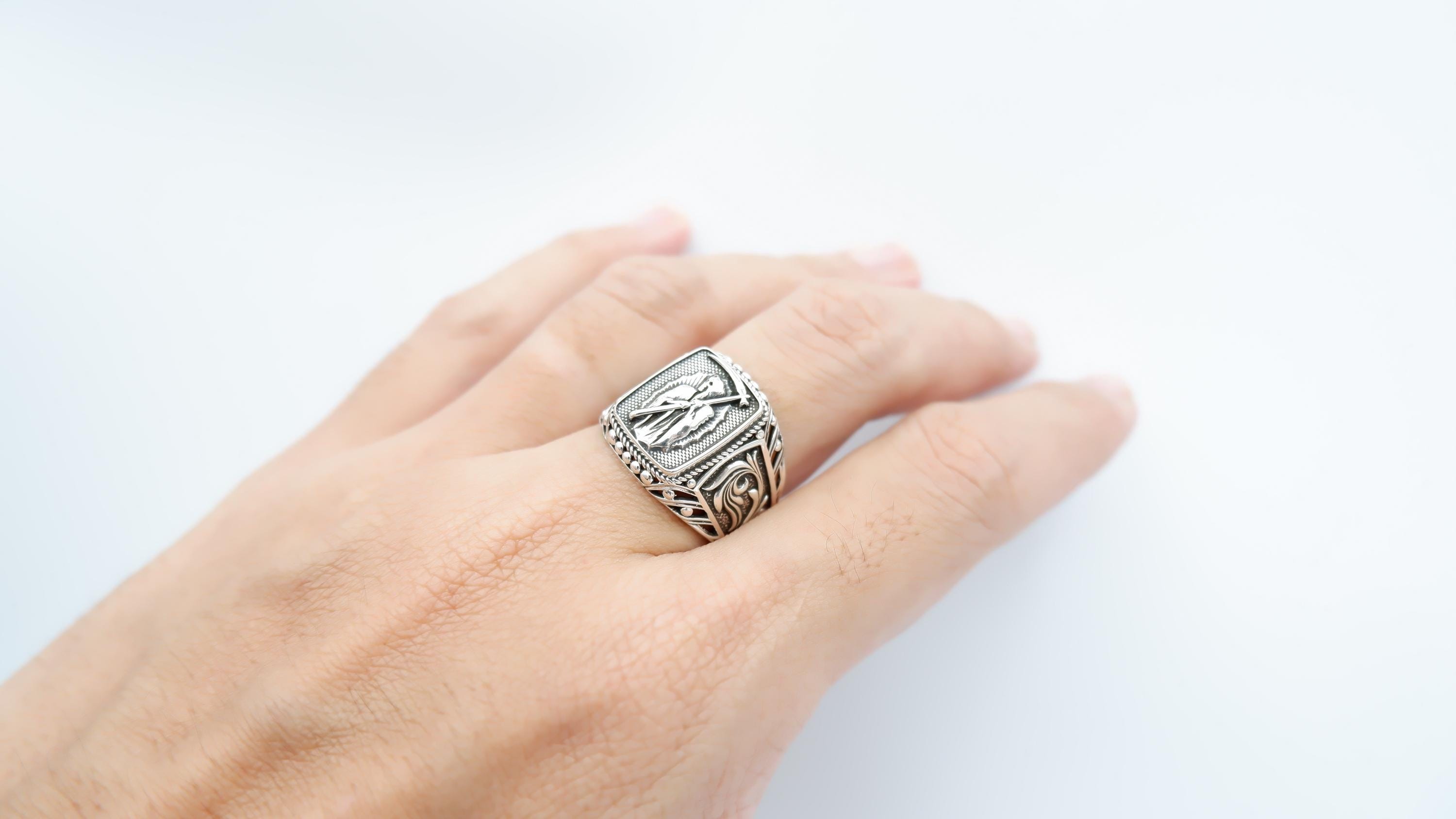 ガルシア  galcia / MEXICAN SANTAMUERTE RING 925 Sterling Silver Santa Muerte Ring for Men's Women