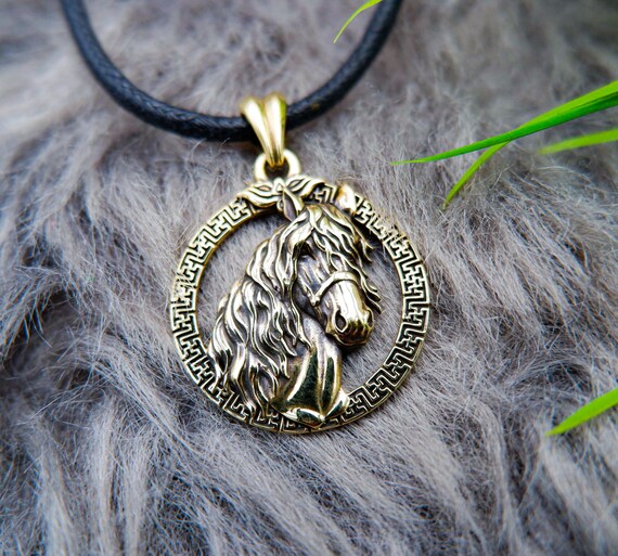 Mens Horse Pendant Signet Horse Head Pendant Mens Animal Brass Jewelry Gift for him Etsy
