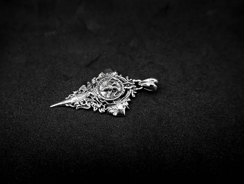 Colgante satánico de Baphomet en plata de ley 925, sello gótico de cabra de Satanás imagen 5