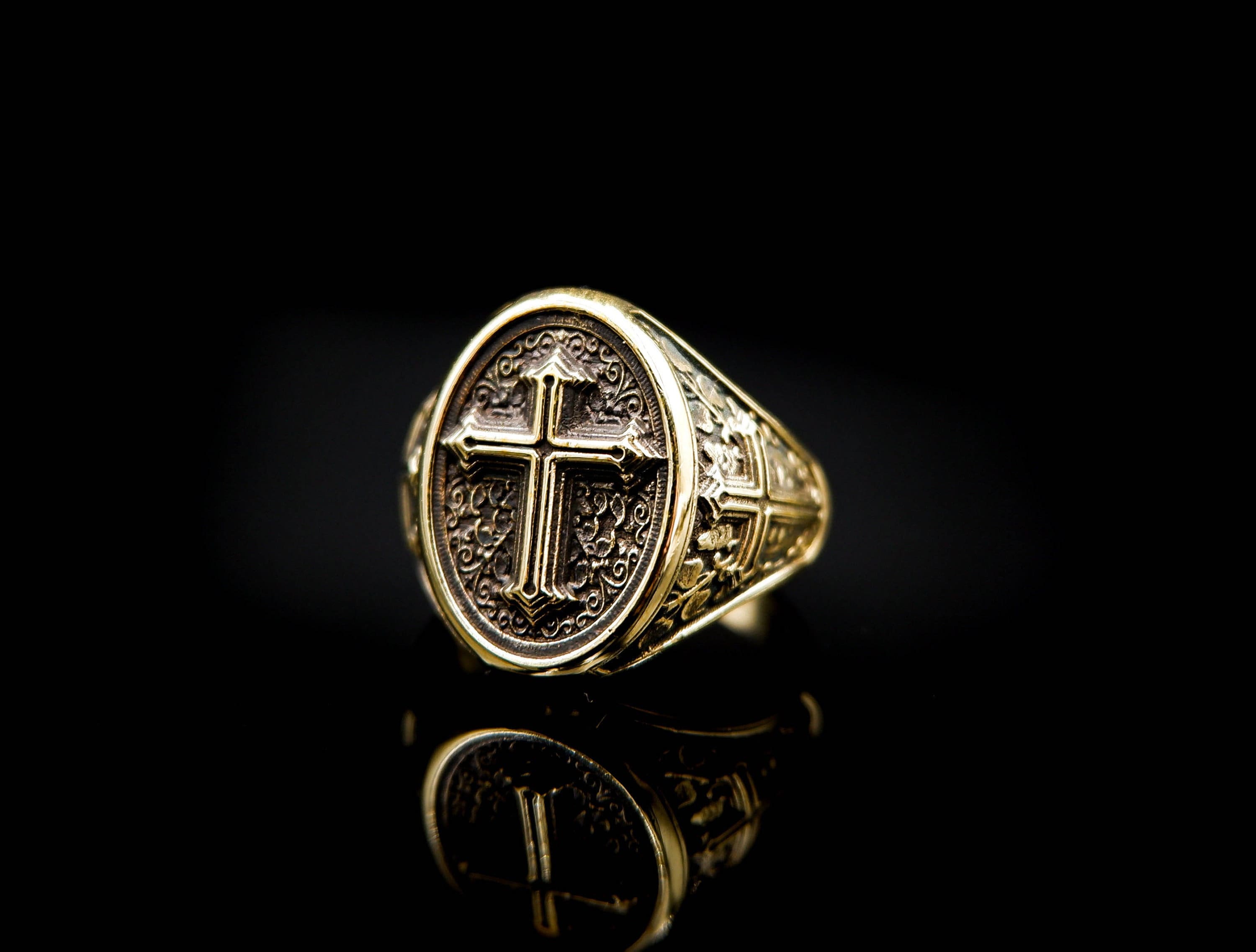 Cross Ring Jesus Cross Men's Rings Christian Etsy