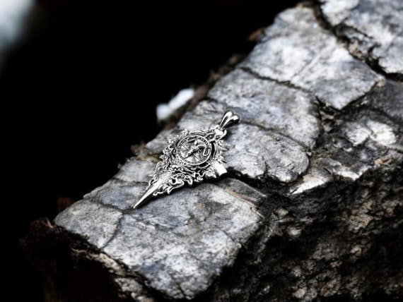 925 Sterling Silver Satanic Baphomet Pendant, Gothic Goat Seal of Satan