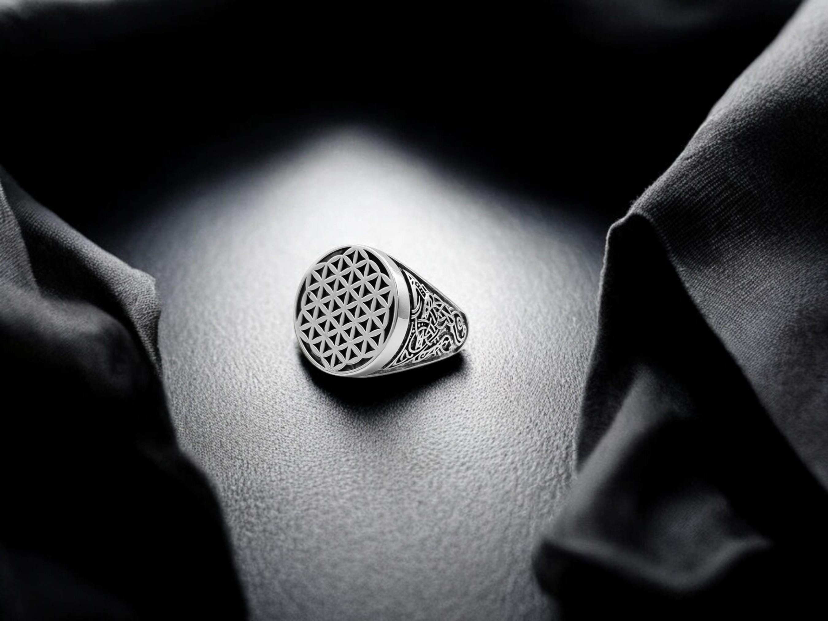 Life　TORSADE RING　#18　silver 925 925 Sterling Silver Flower of Life Ring, Seed of Life Ring