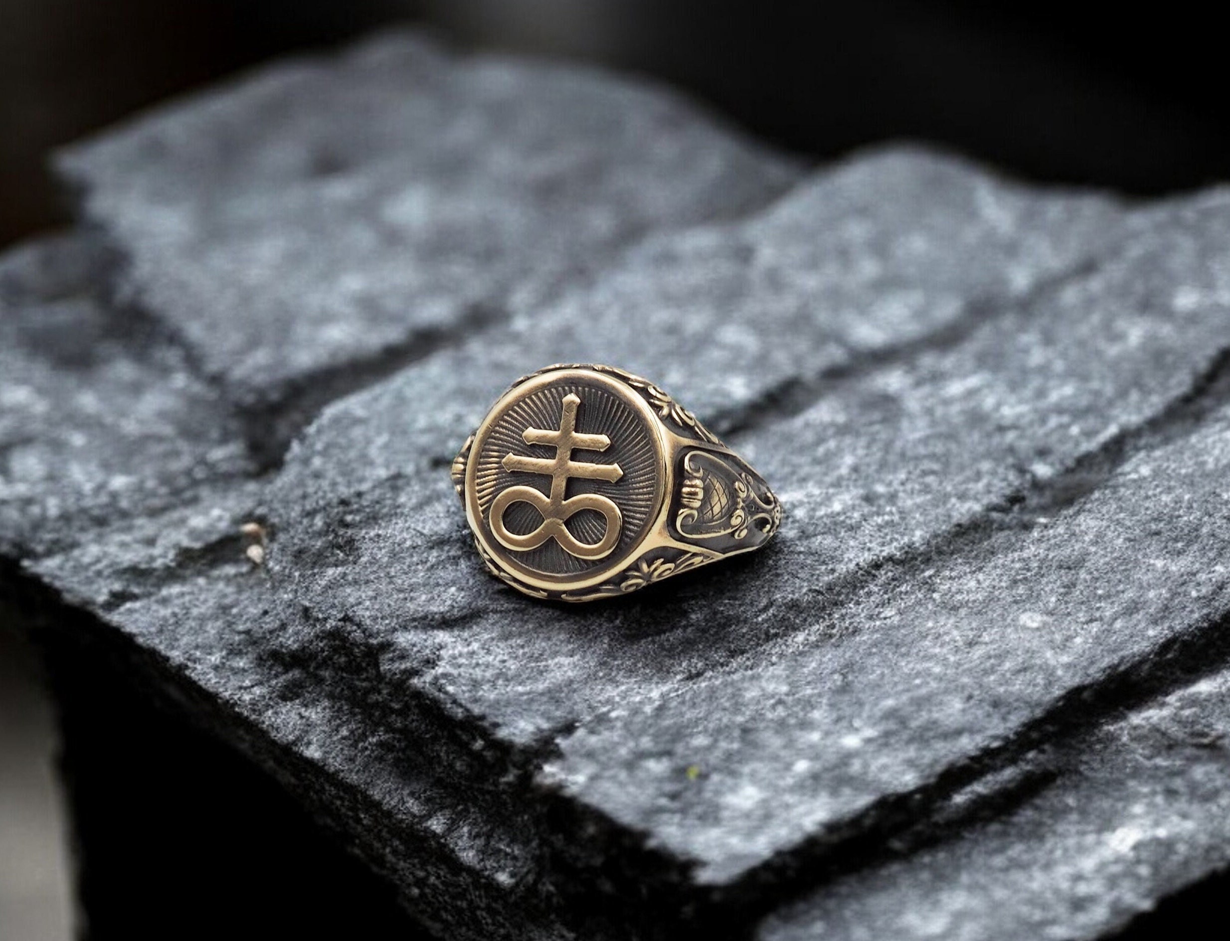 Brass Leviathan Cross Ring, Satanic Jewelry - Etsy