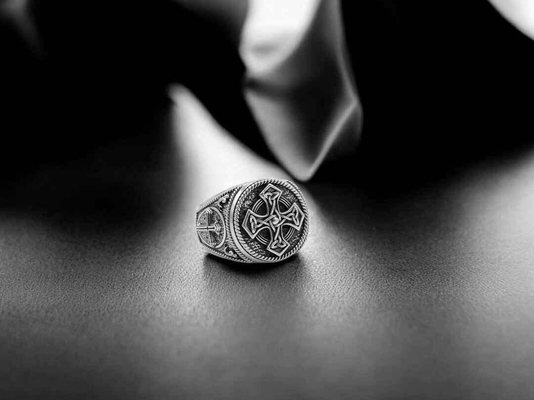 925 Sterling Silver Celtic Knot Cross Signet Ring - Etsy